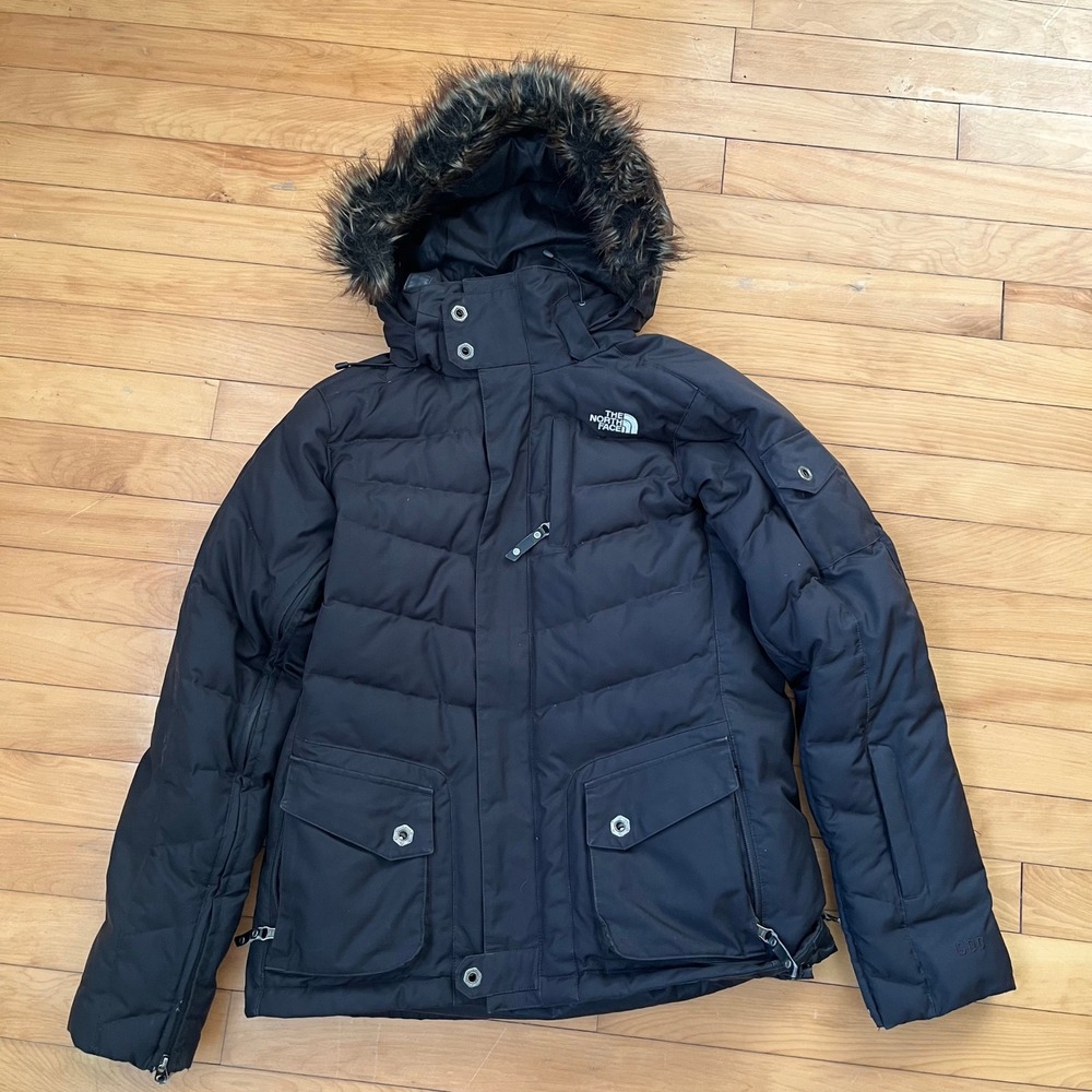 The North Face Cryptic Series 600 Down Parka Faux Fur Hood Black Womens Small